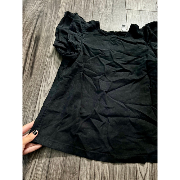 a new day Black Ruffled Cap Short Sleeve Blouse (ignore wrinkles) Size XS - Picture 5 of 5